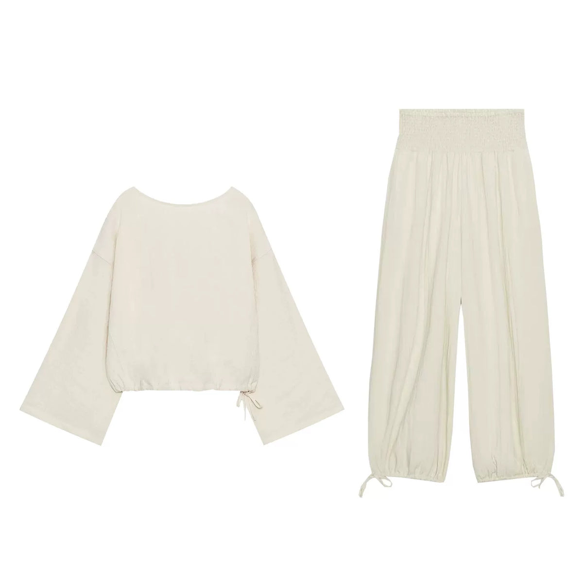 Layered Crew Top and Long Trousers Set