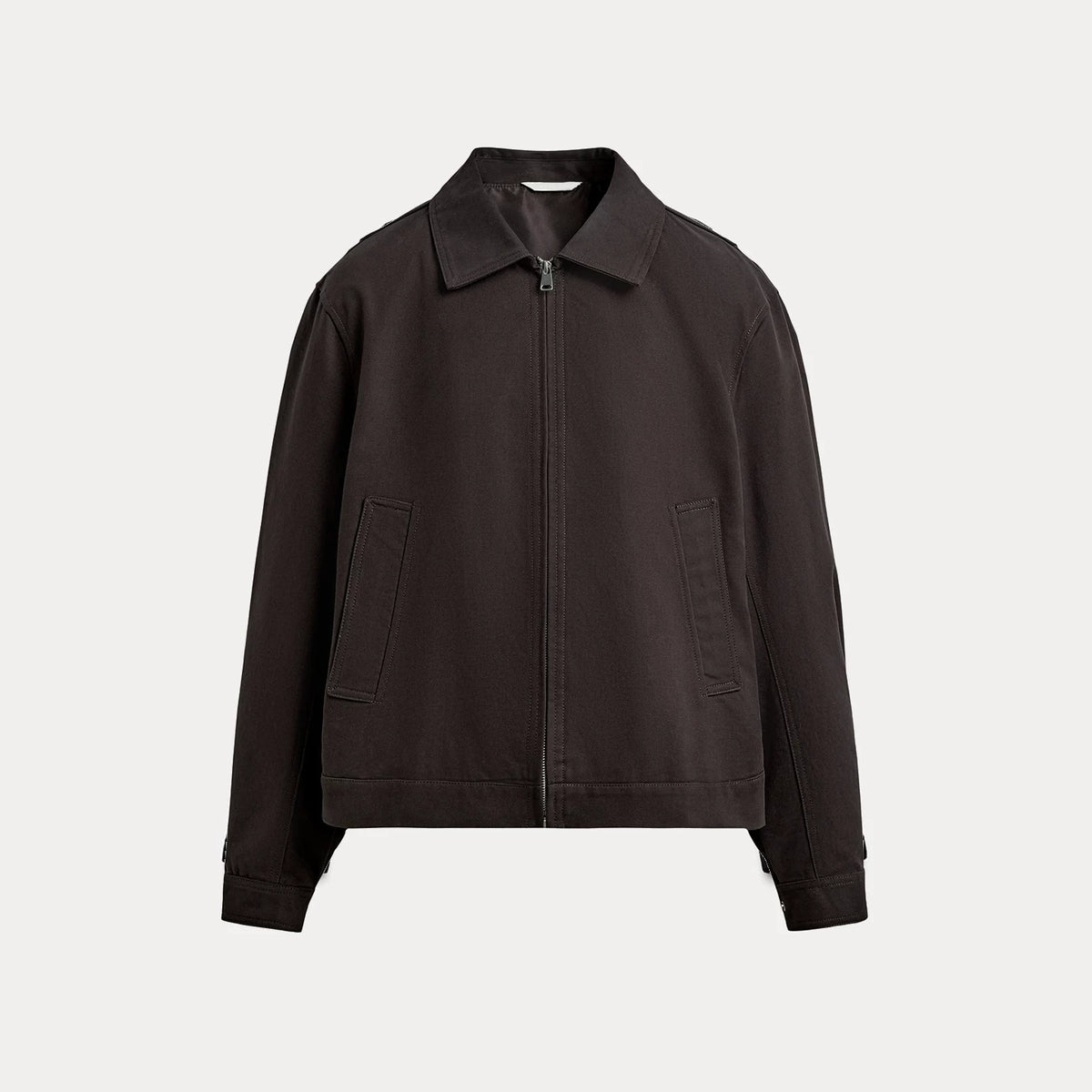 Cropped Elastic Hem Zip Jacket