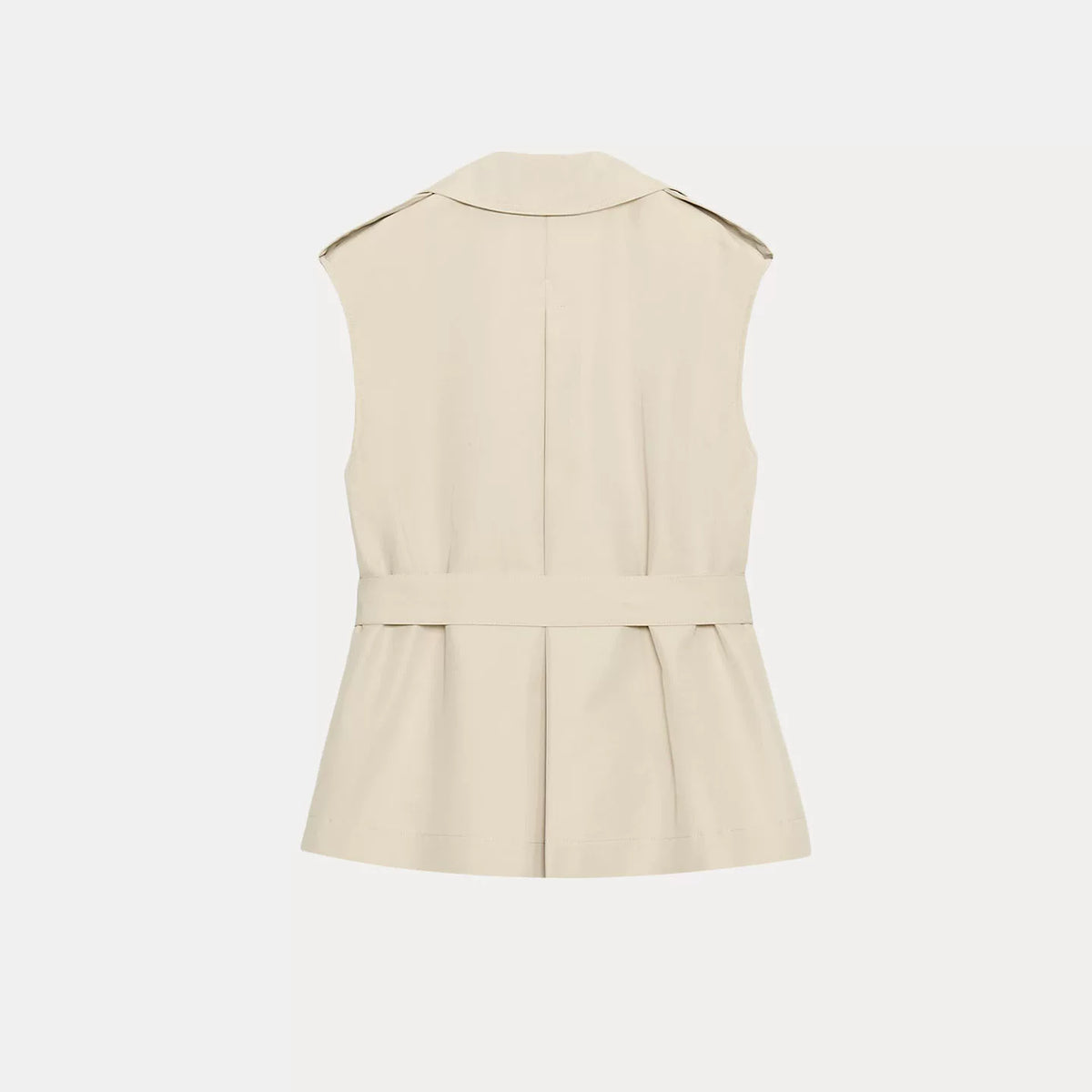 Belted Double-Breasted Collar Vest