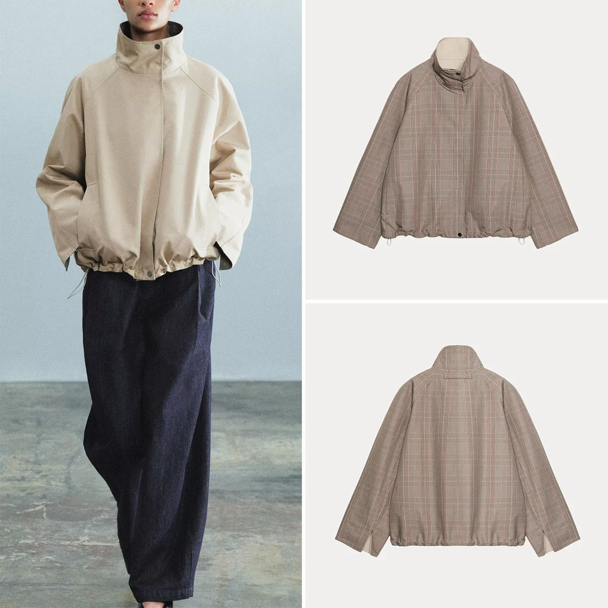 Reversible Cropped Trench Jacket