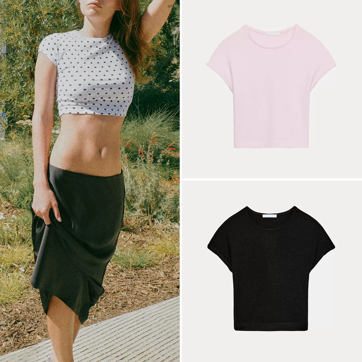 Cropped Slim Crew Neck T-Shirt
