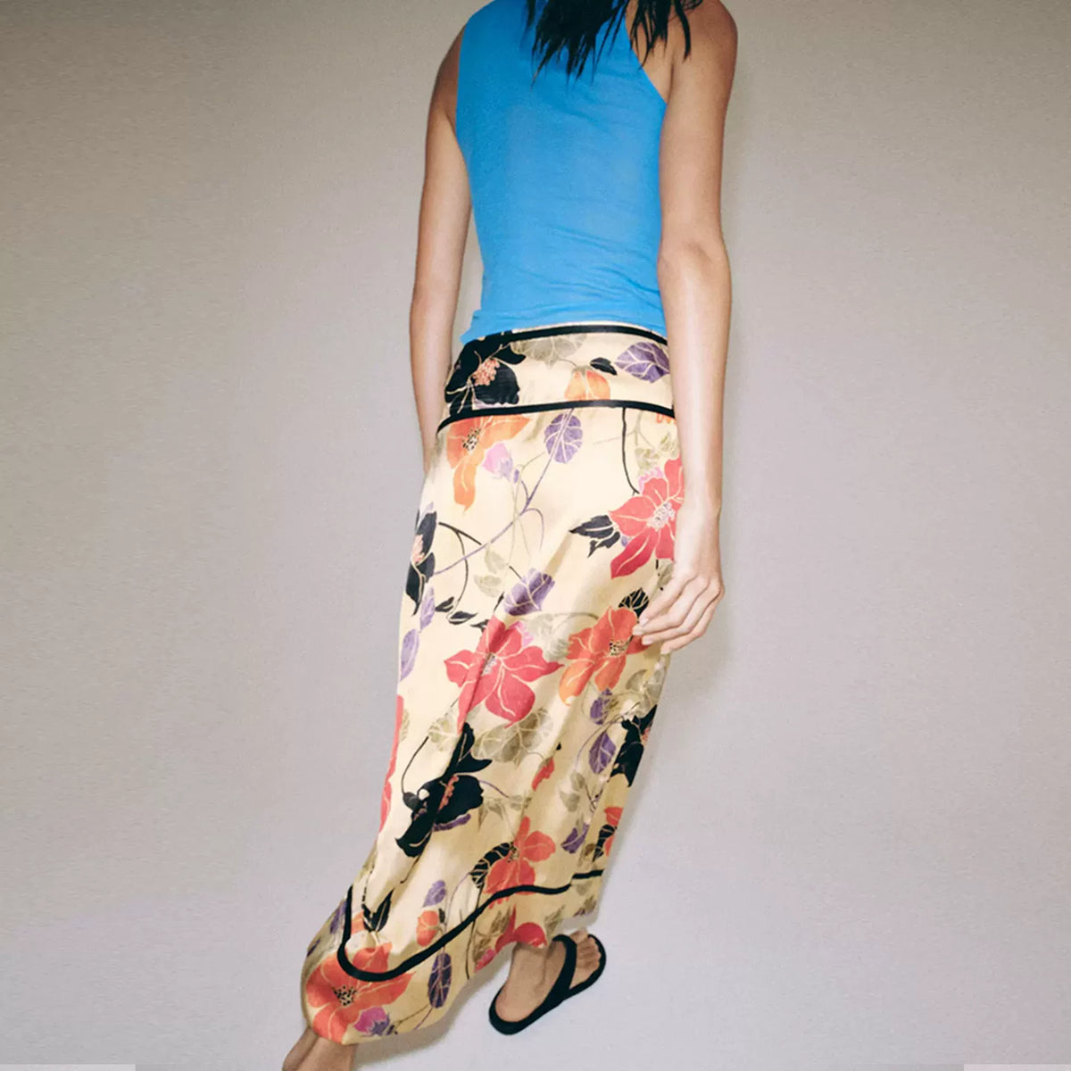 Floral Sarong Straight Skirt