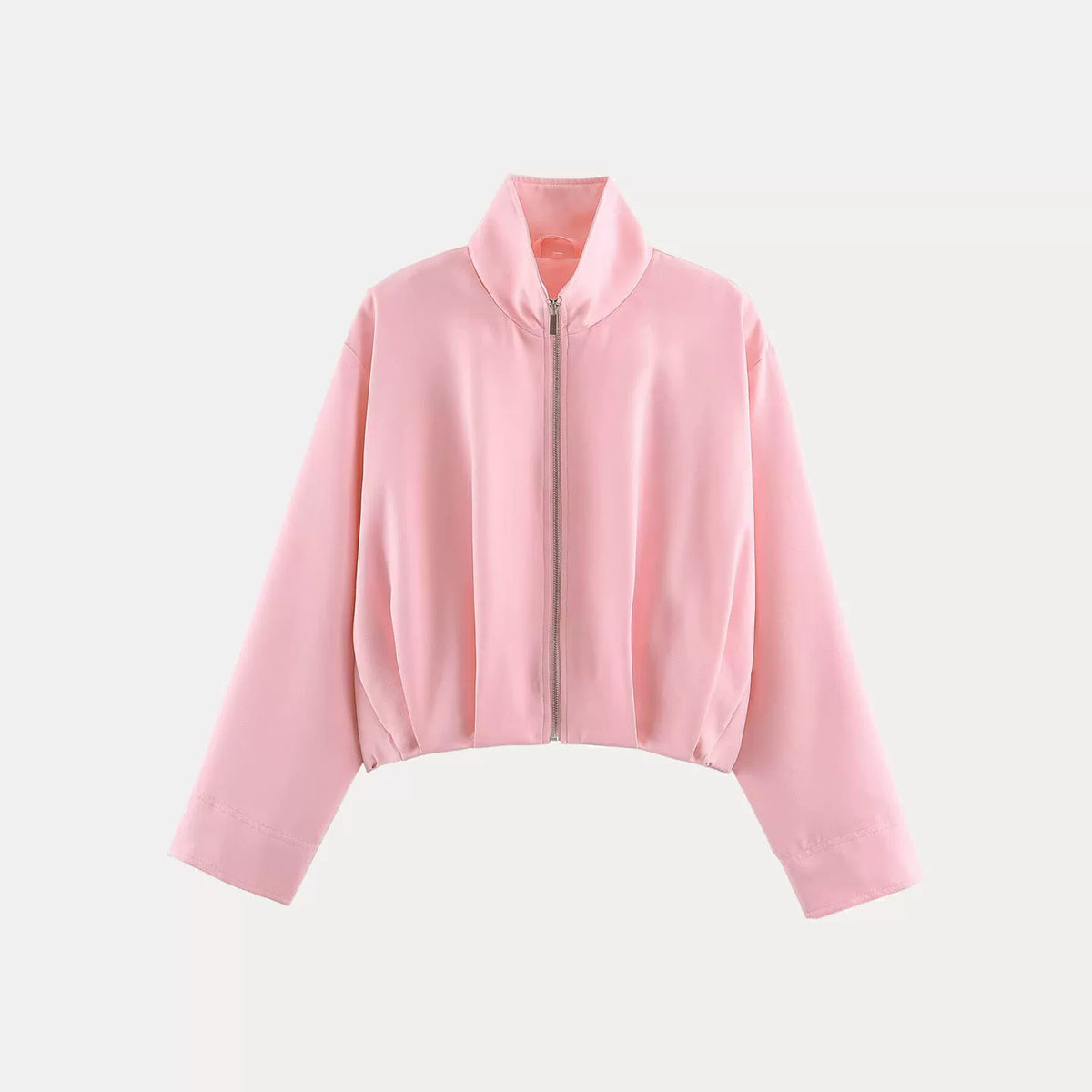 Stand-Collar Zip Bomber Jacket