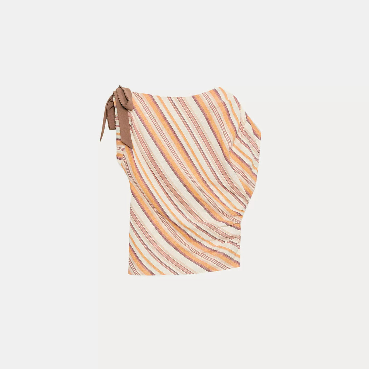Striped Asymmetric Top & Wide-Leg Trousers Set