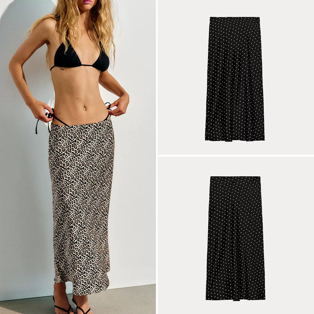 Polka Dot High-Waist Midi Skirt