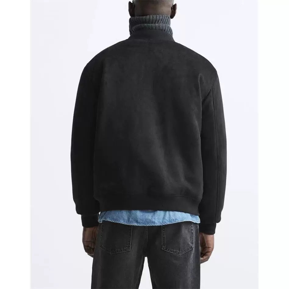 Suede-Effect Stand Collar Jacket