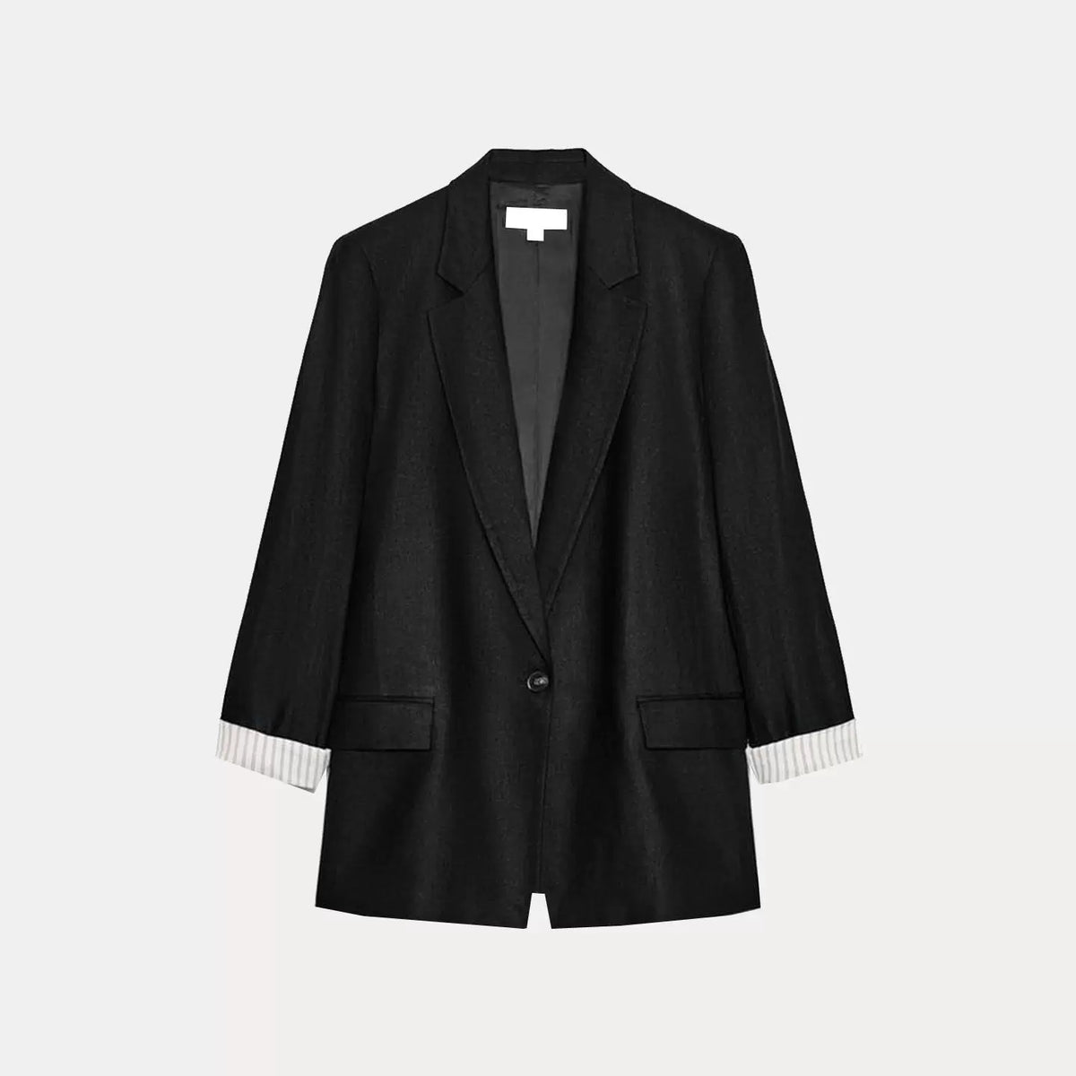 Single-Button Rolled-Cuff Blazer