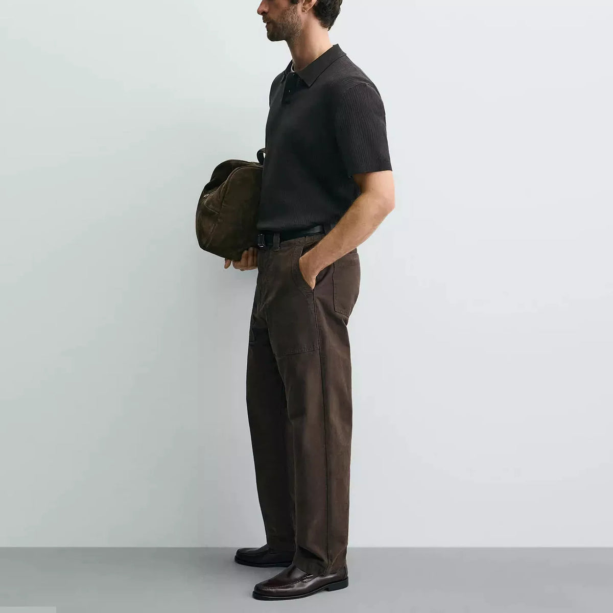 Ribbed Knit Polo