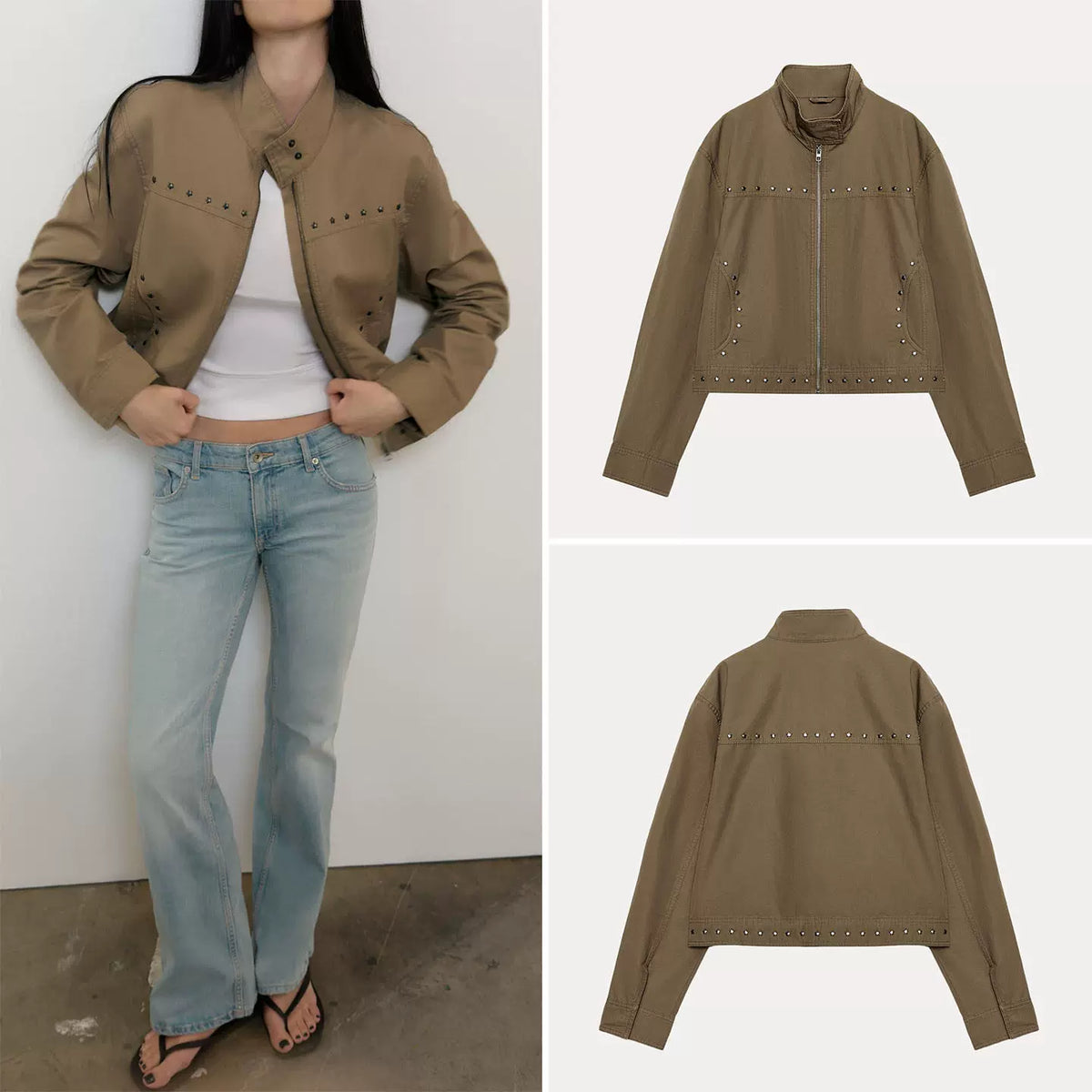 Star Stud Stand-Collar Jacket