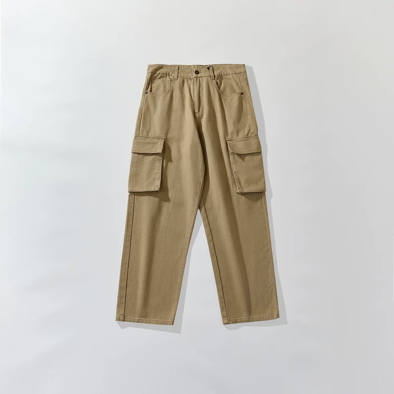 Heavy Twill Wide-Leg Cargo Trousers