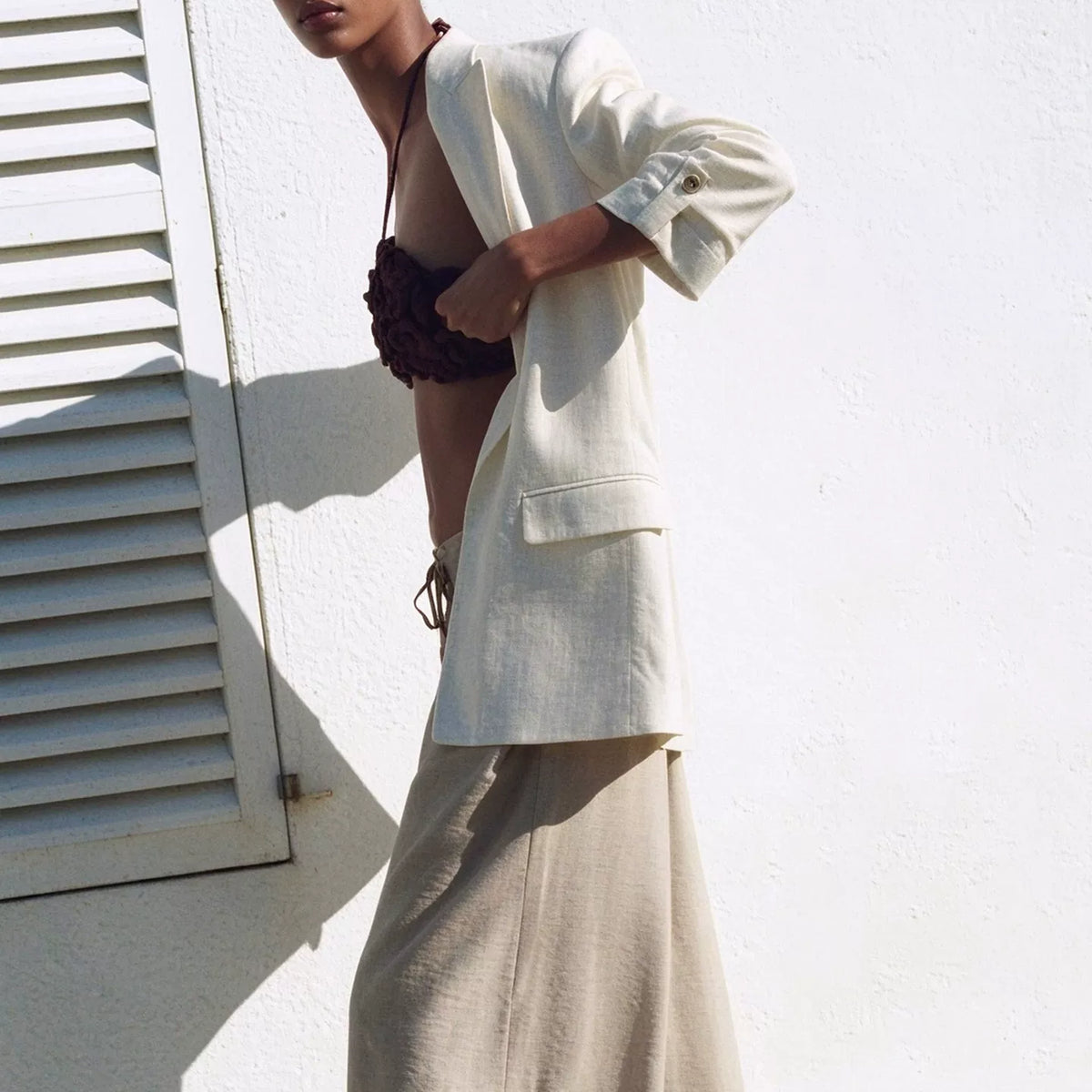 Roll-Sleeve Lapel Blazer