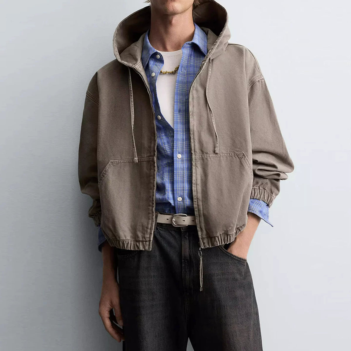 Washed Hooded Zip Jacket