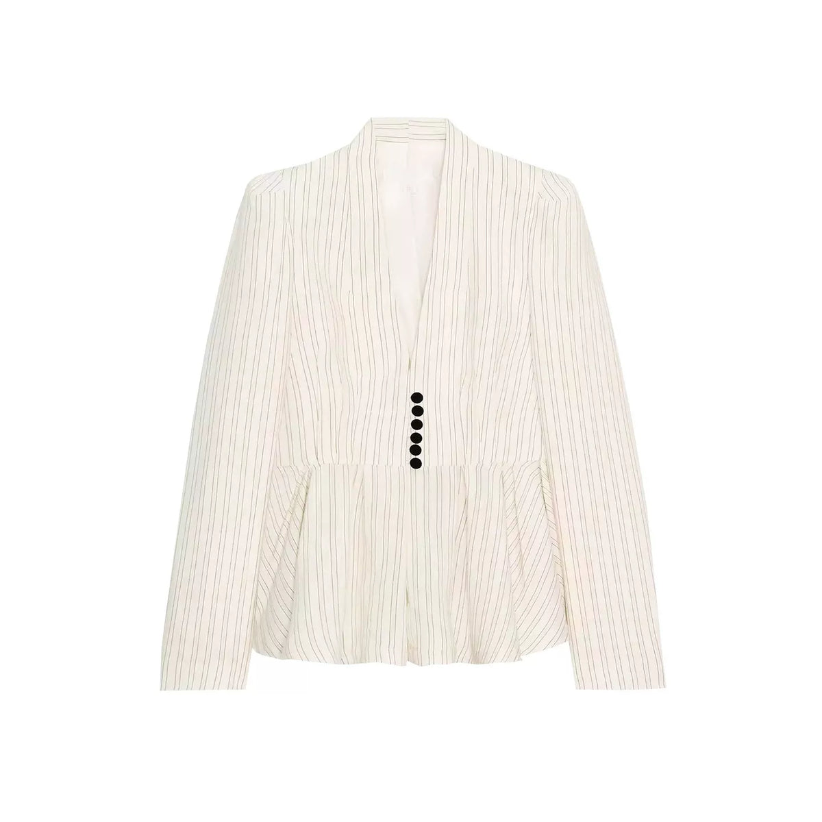 Striped V-Neck Short Hem Blazer