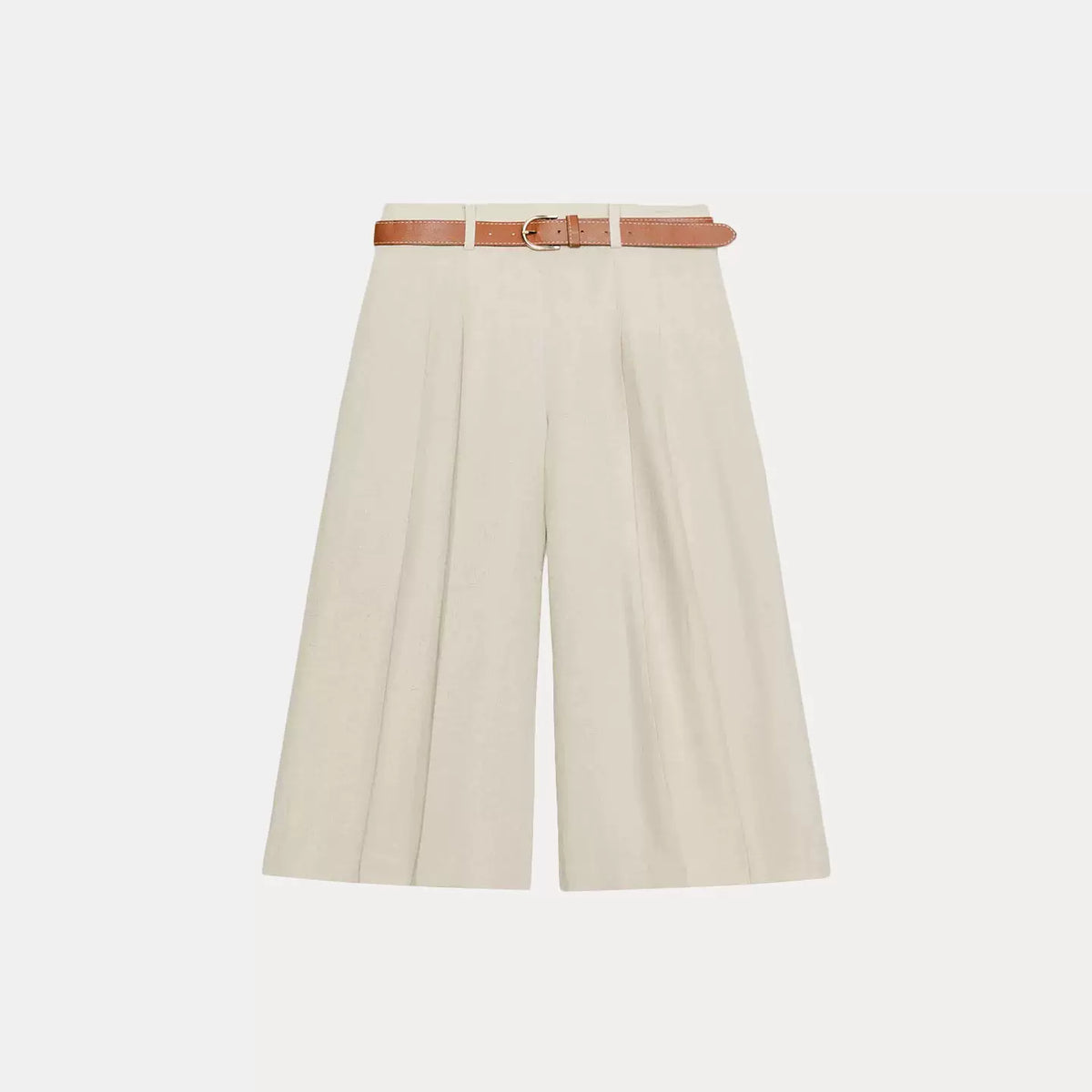 Belted High-Waist Long Shorts