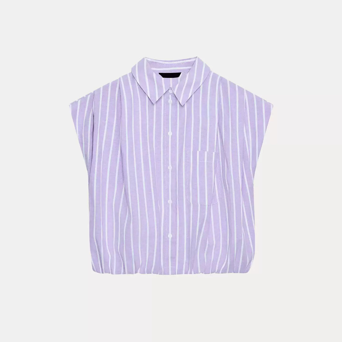 Sleeveless Pleated Cropped Shirt