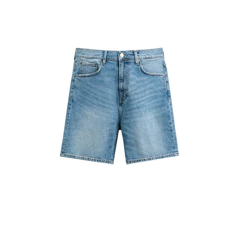 Washed Slim Denim Shorts
