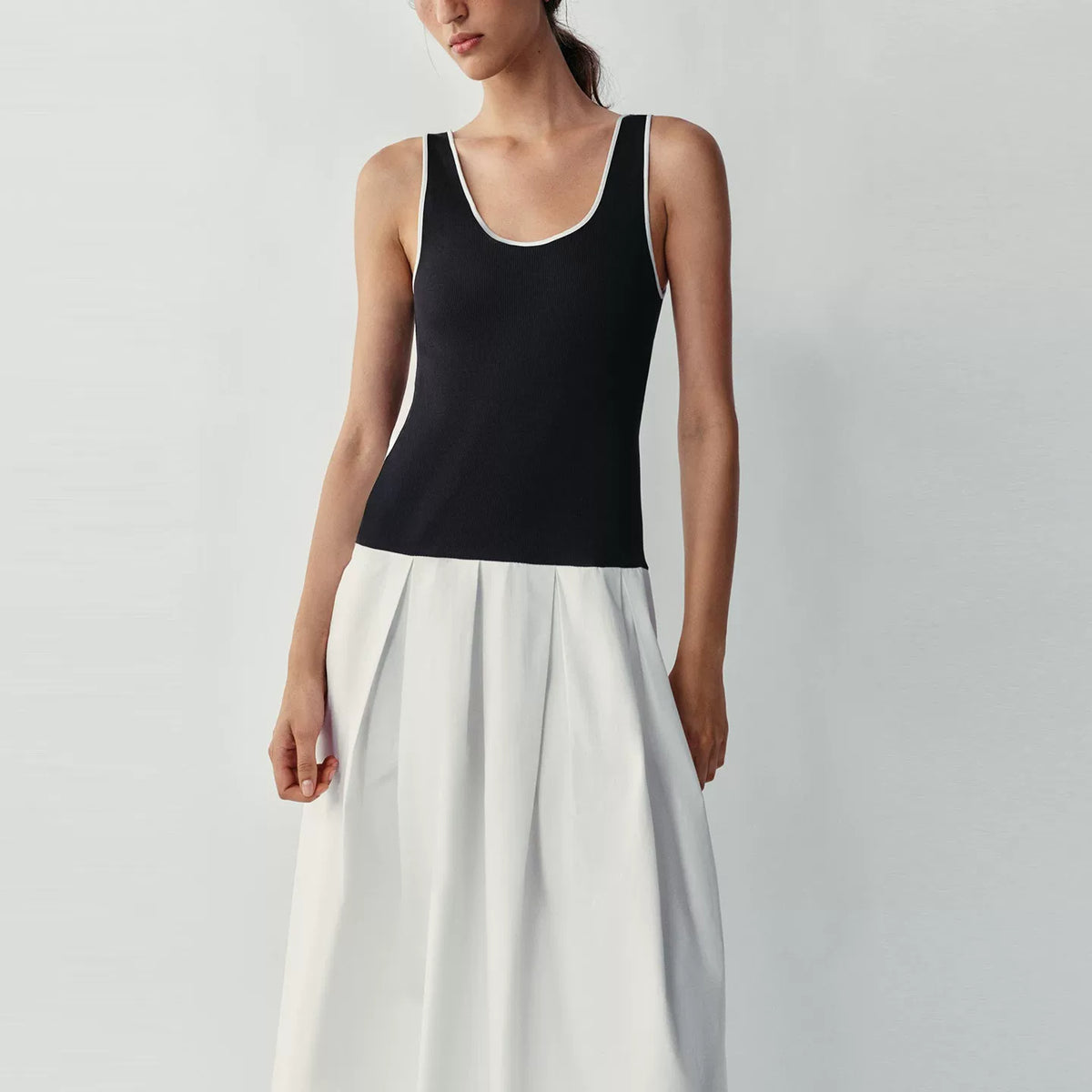 Paneled Strappy Midi Dress