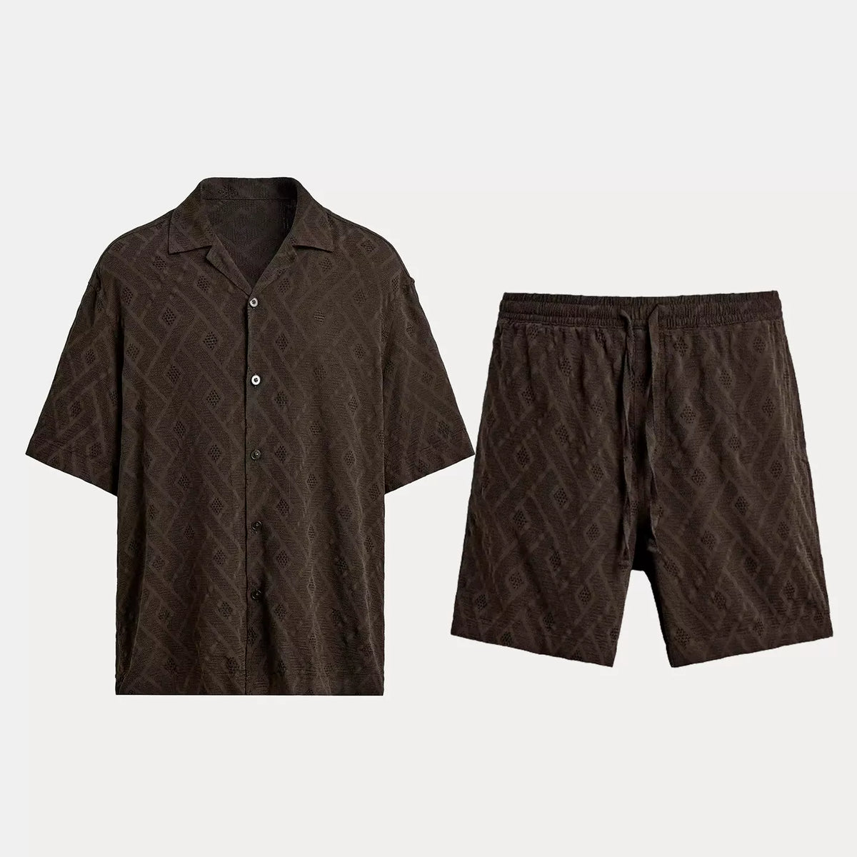 Short-Sleeve Shirt and Jacquard Shorts Set
