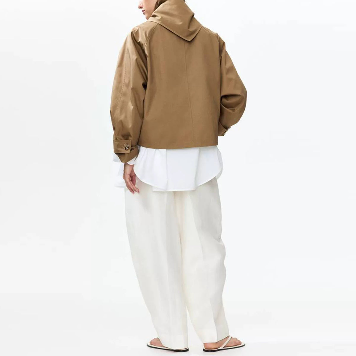Cropped Trench Jacket with Scarf