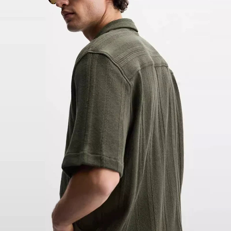 Striped Textured Short-Sleeve Shirt