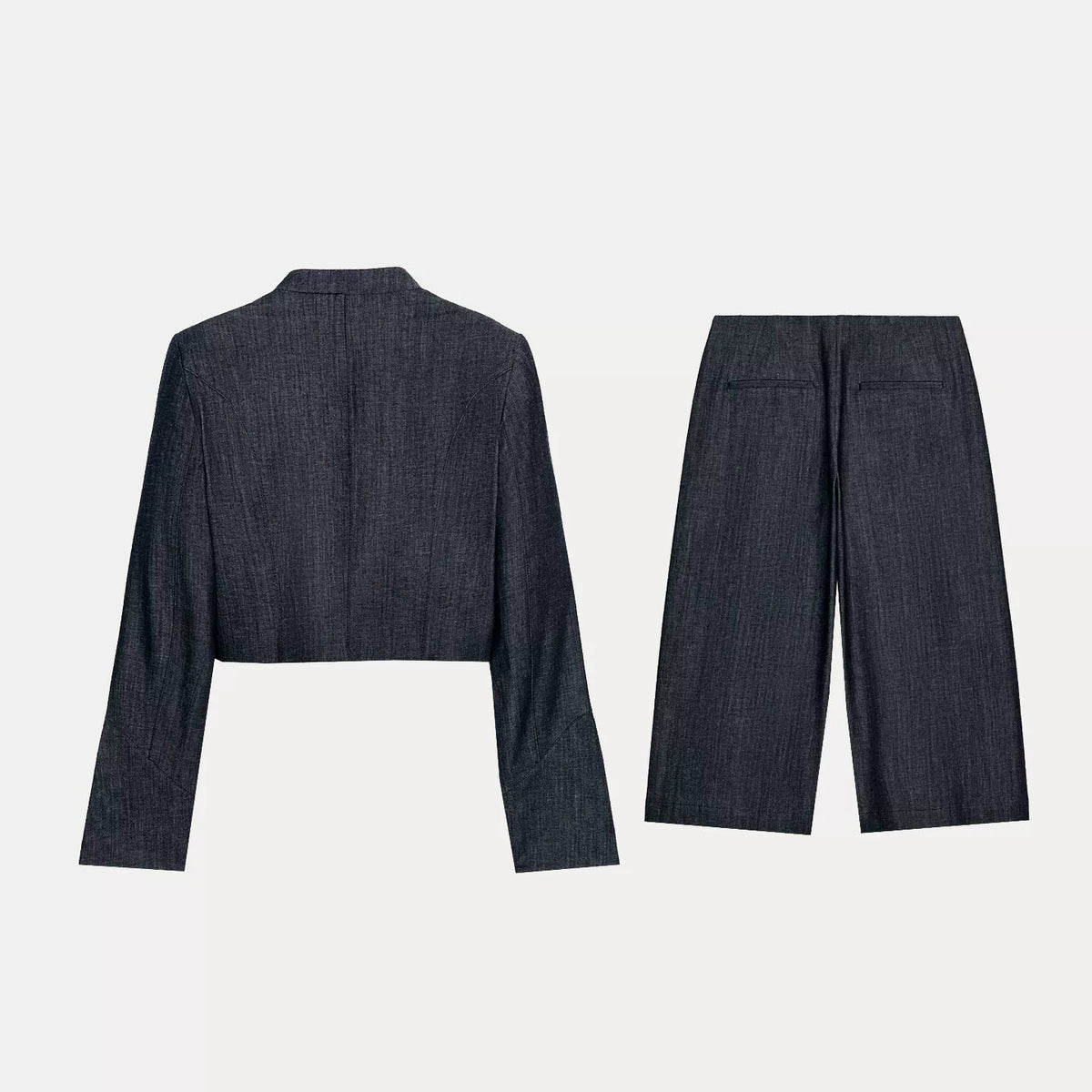Padded-Shoulder Jacket and Trouser Set