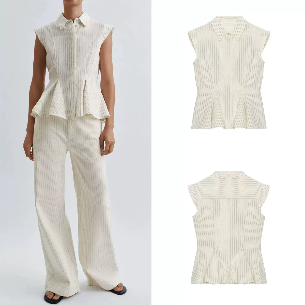 Striped Shirt with Skirted Hem