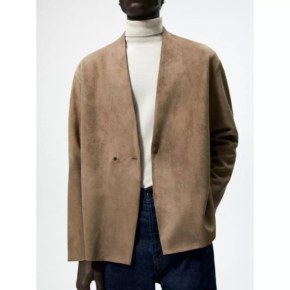 Suede-Effect Blazer Jacket