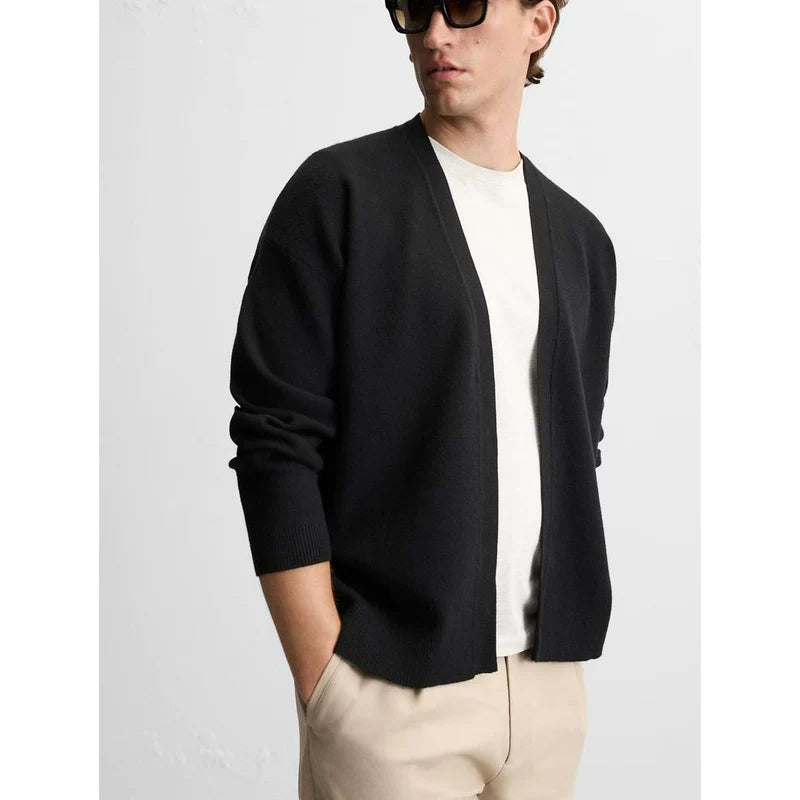 Open-Collar Knit Cardigan