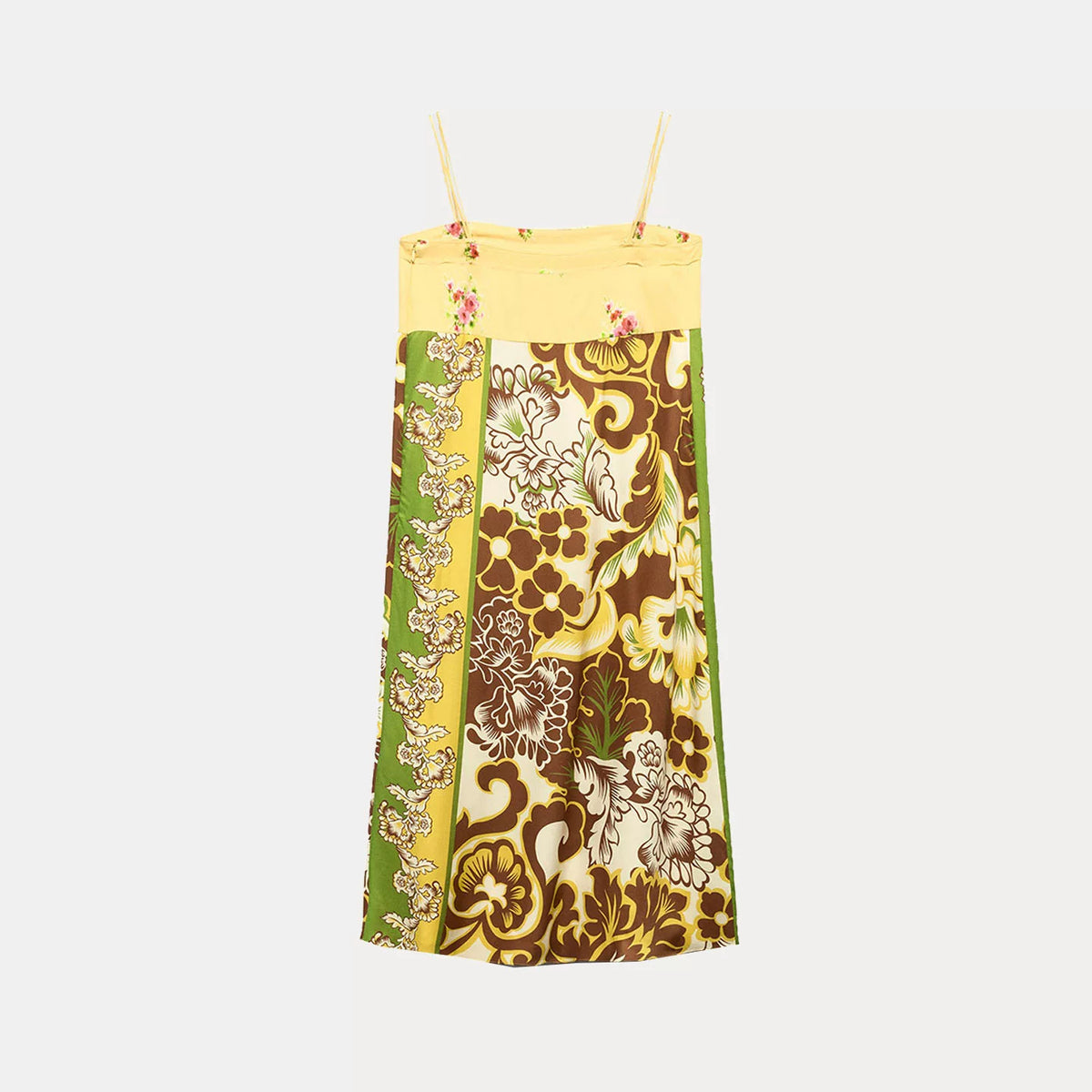 Placement Print Panelled Midi Dress