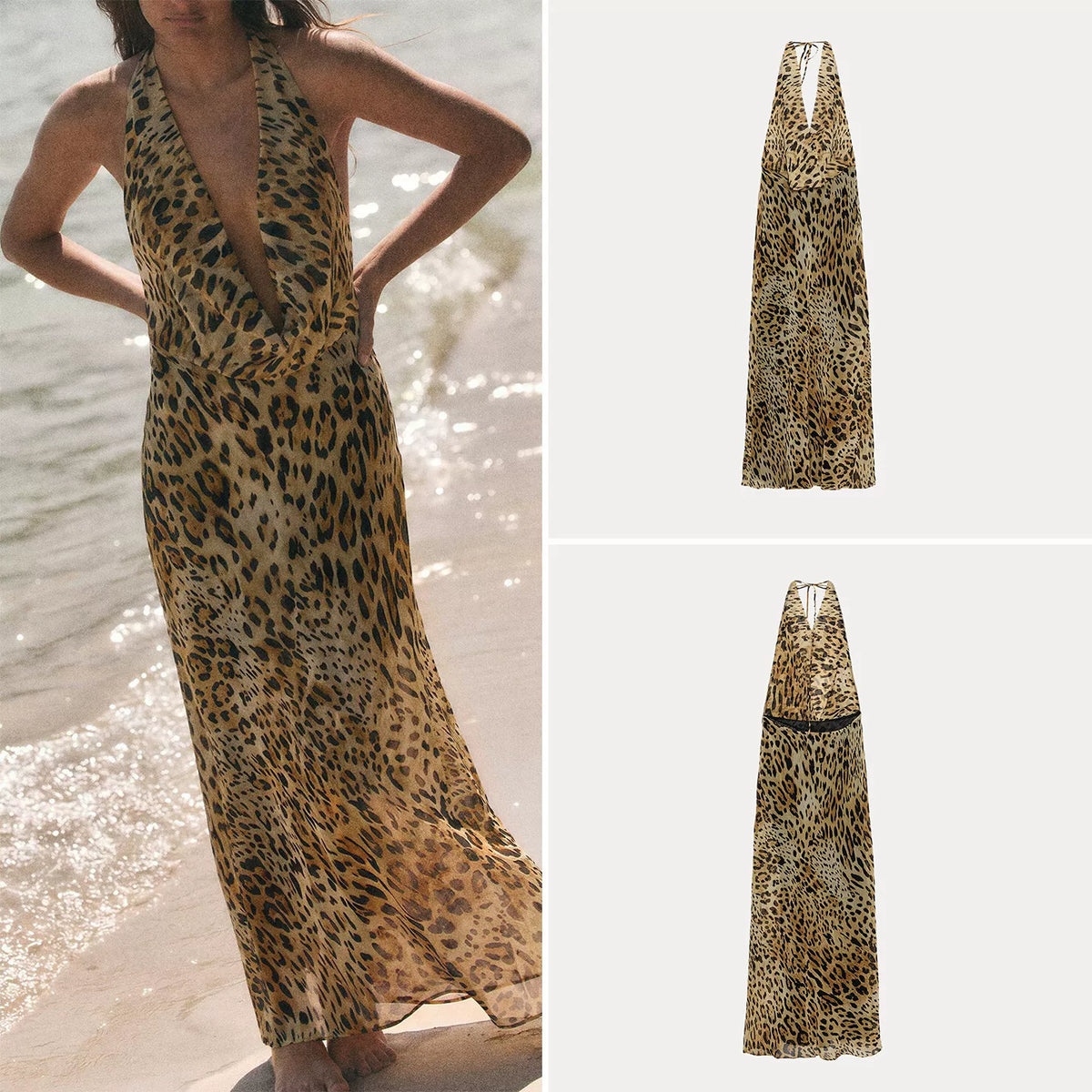 Leopard Print Halter Dress