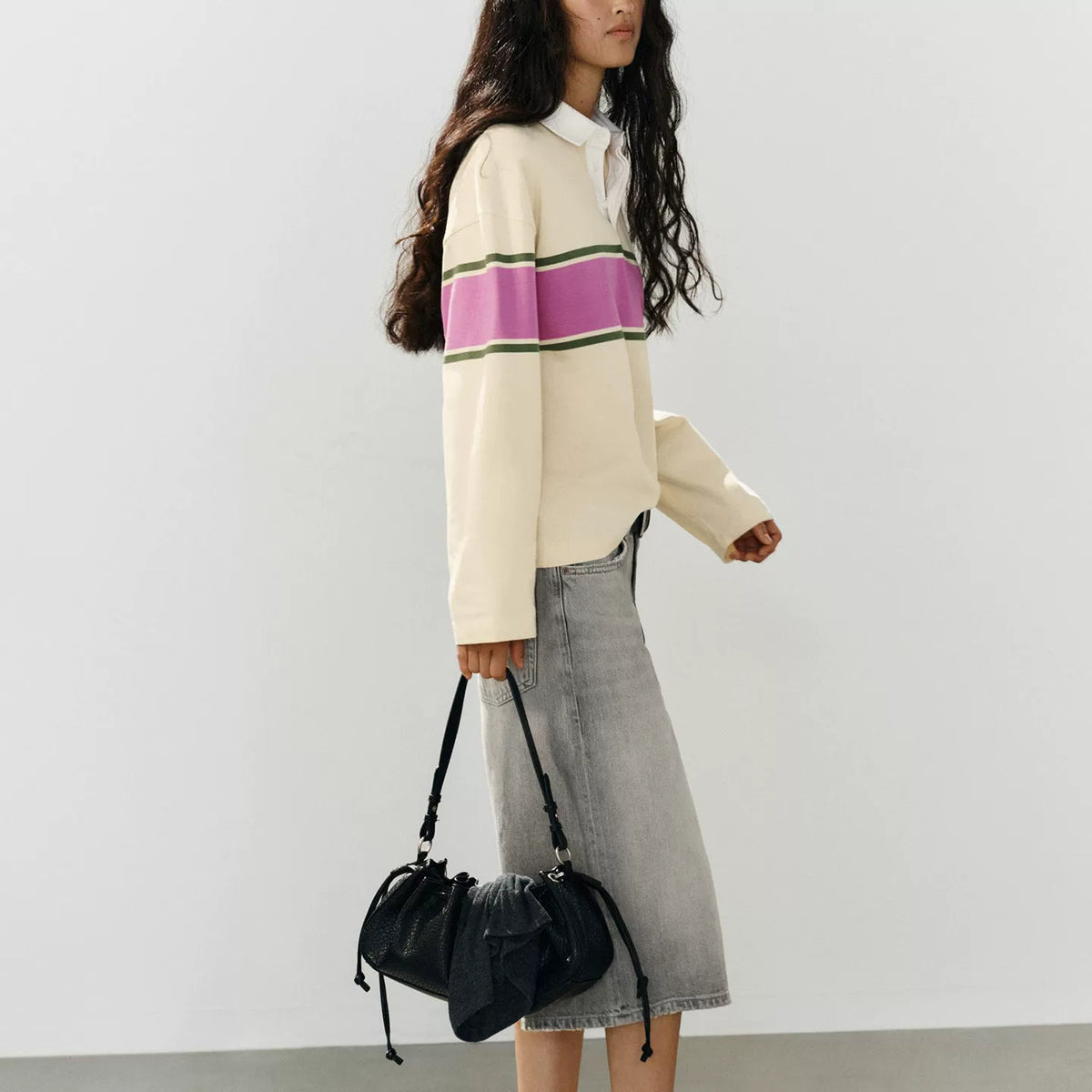 Long-Sleeve Colour-Block Polo