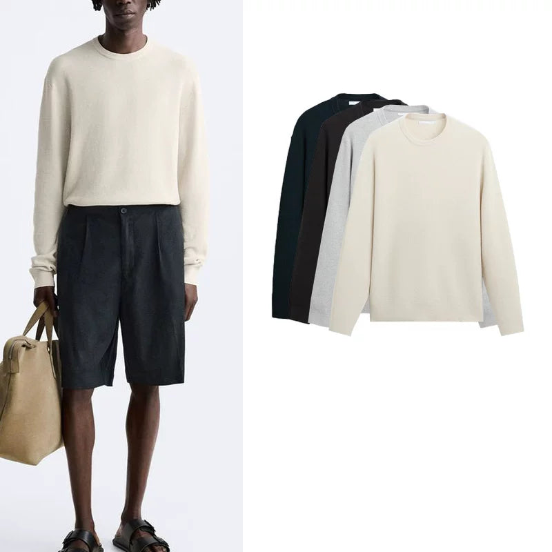 Textured Crew Neck Sweater
