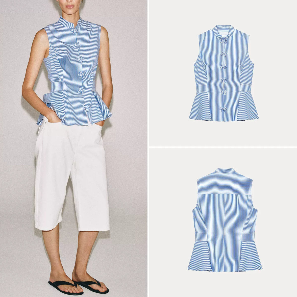 Striped Sleeveless Crew Neck Shirt