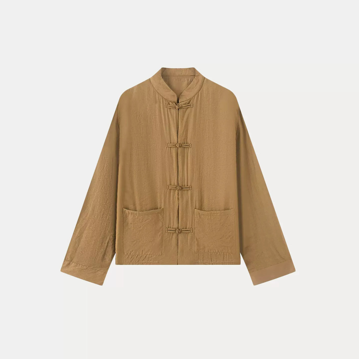 Knot-Button Round Neck Blouse