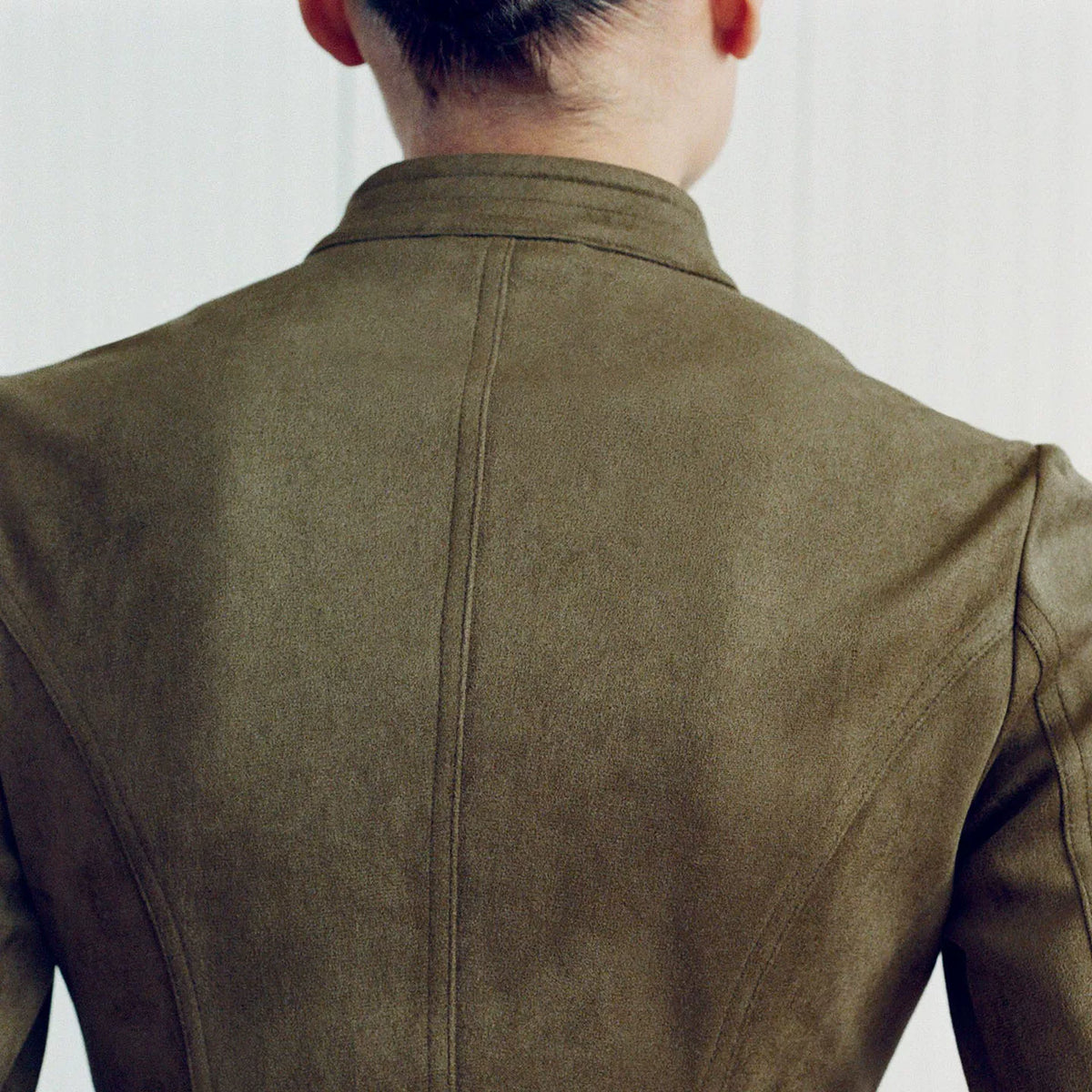 Khaki Knot-Button Stand-Collar Jacket