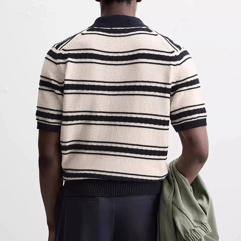 Striped Jacquard Knit Polo