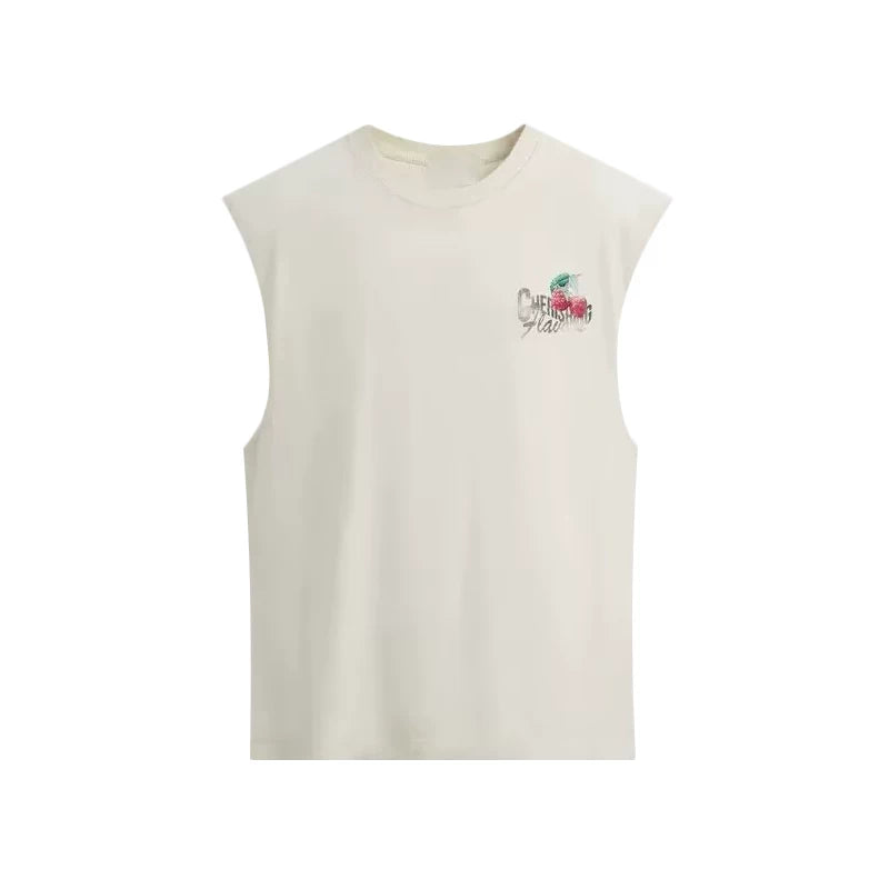 Washed Contrast Print Tank Tee