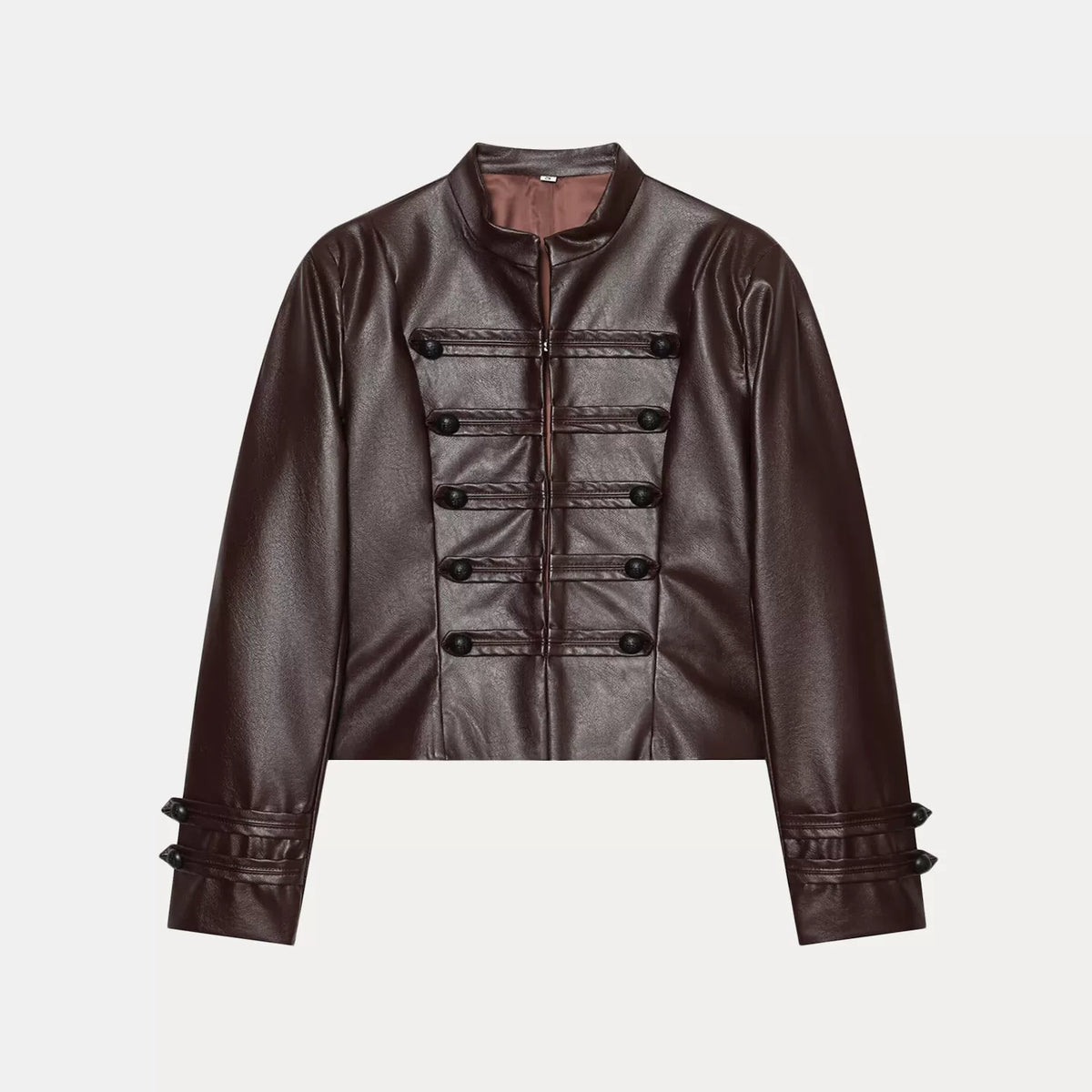Stand-Collar Knot-Button Jacket