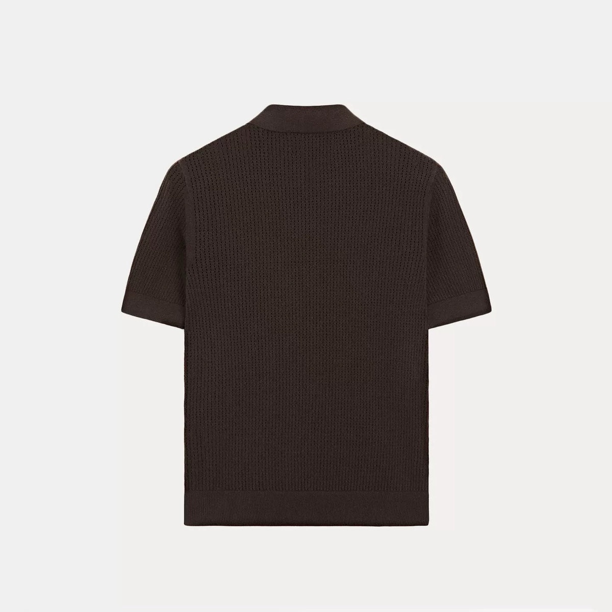 Openwork Polo Collar Short-Sleeve Top