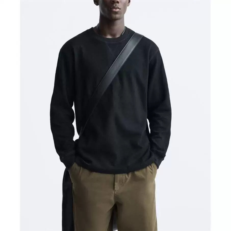 Ribbed Long-Sleeve Crew T-Shirt