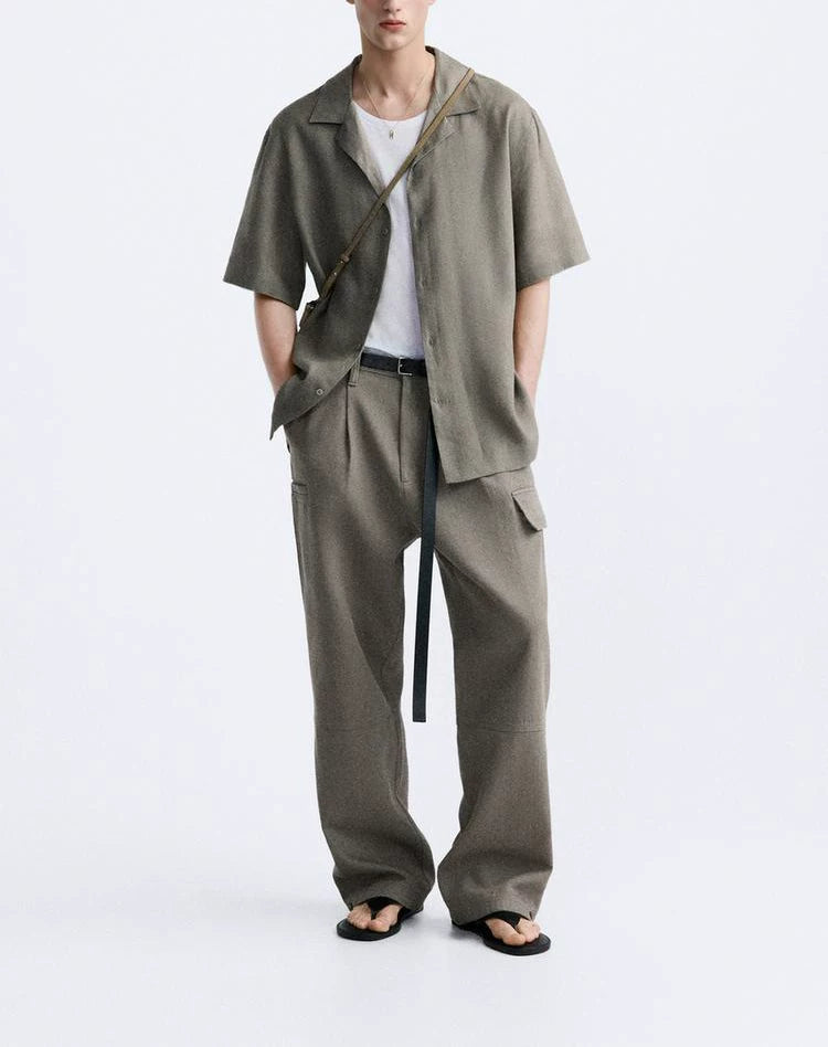 Bowling Collar Blend Short-Sleeve Shirt