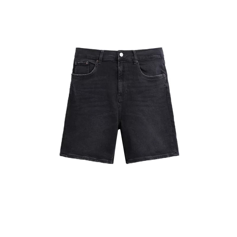 Washed Slim Denim Shorts
