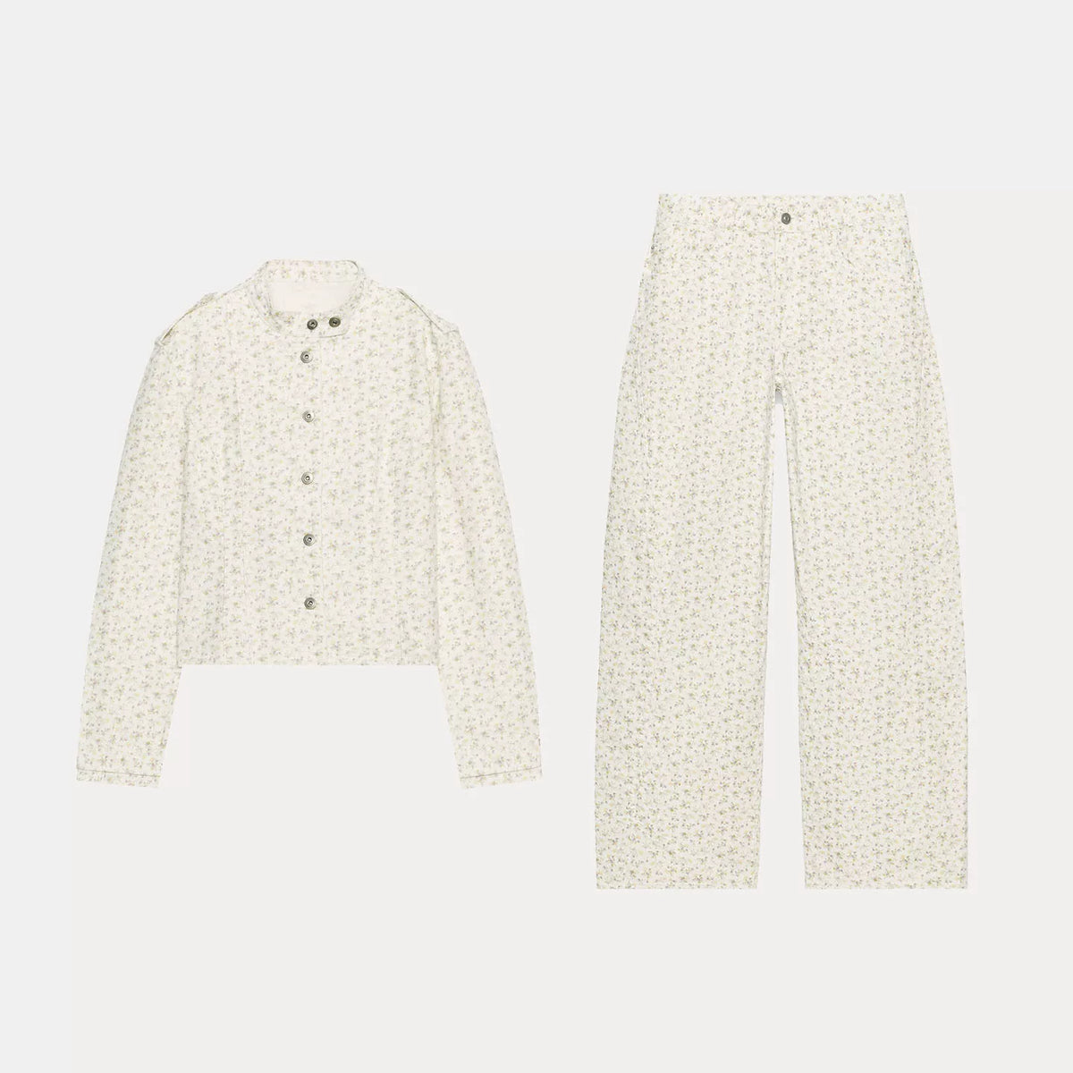 Denim Jacket & Wide-Leg Trousers Set