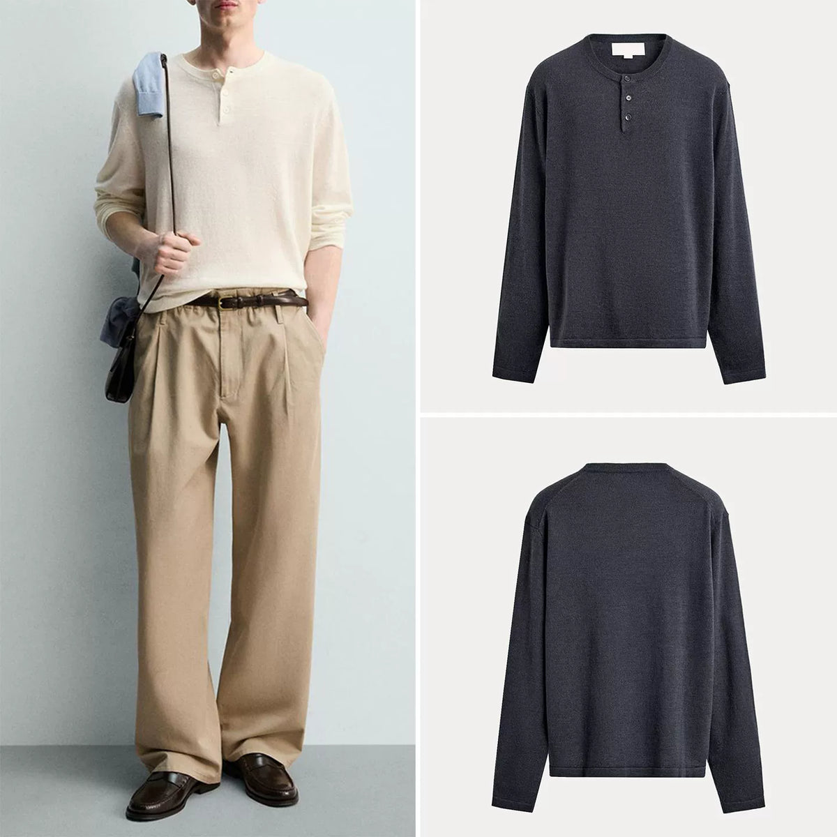 Button Placket Crew Knit Top