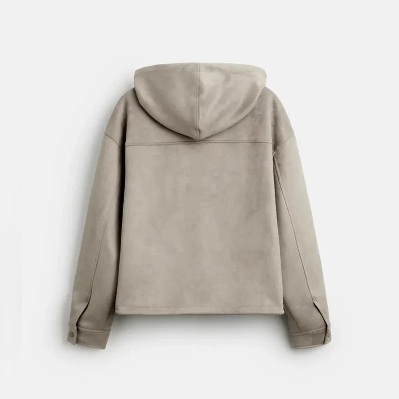 Hooded Suede-Effect Zip Jacket