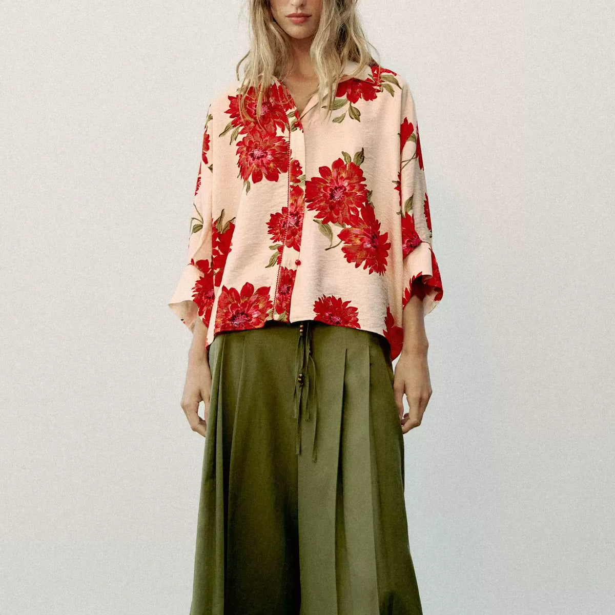 Wide Floral Print Shirt