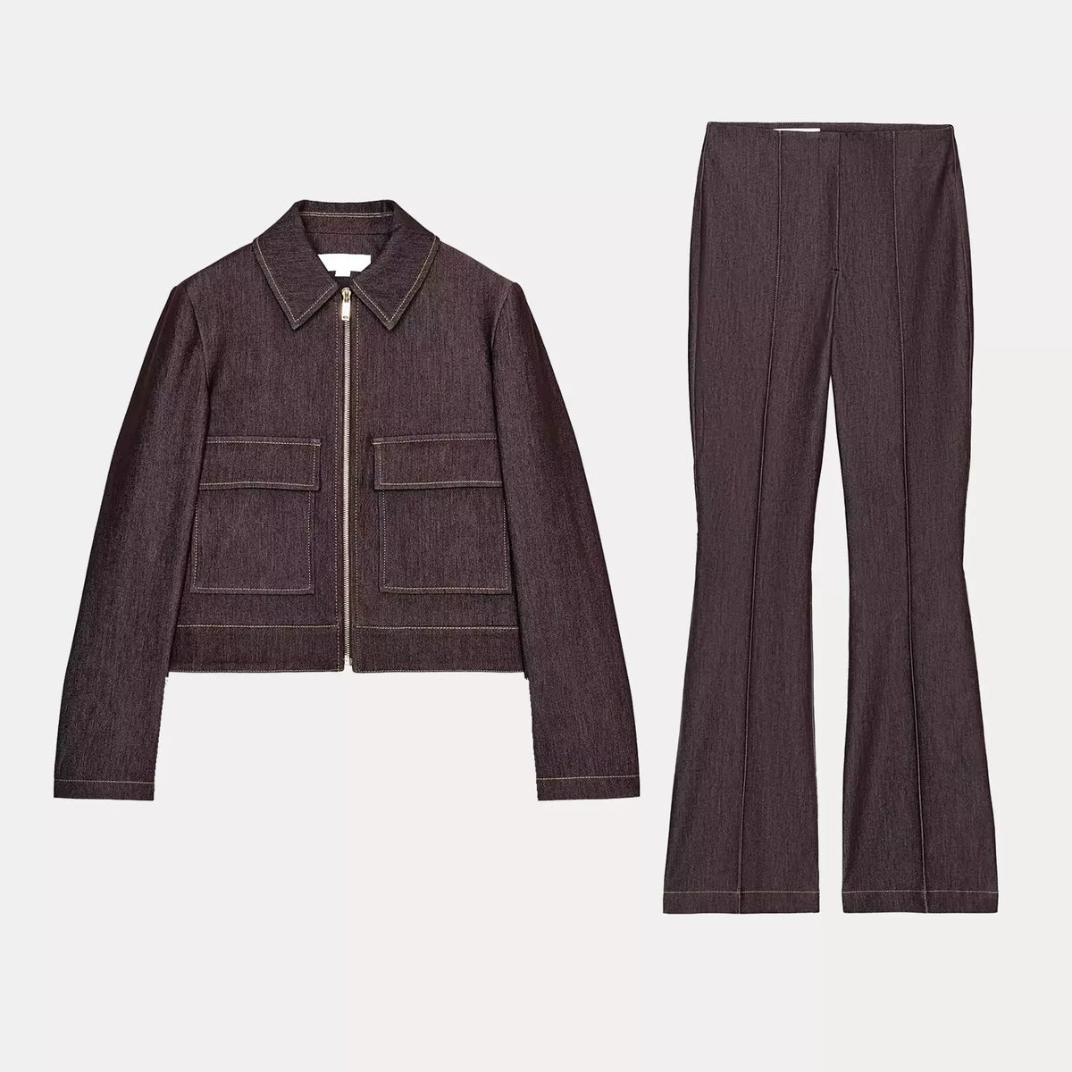 Flap Pocket Jacket & Flared Trousers Set