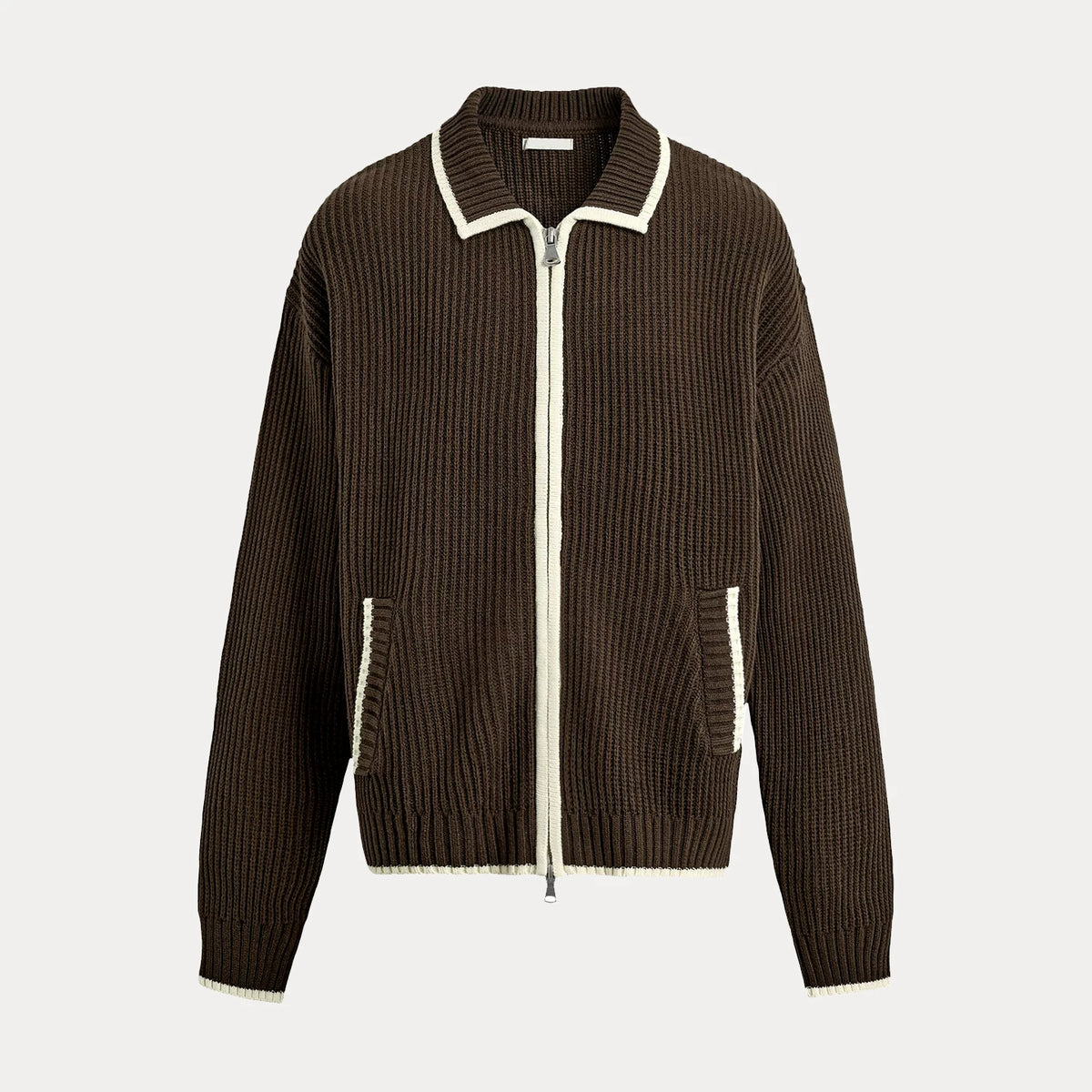 Contrast Ribbed Knit Jacket