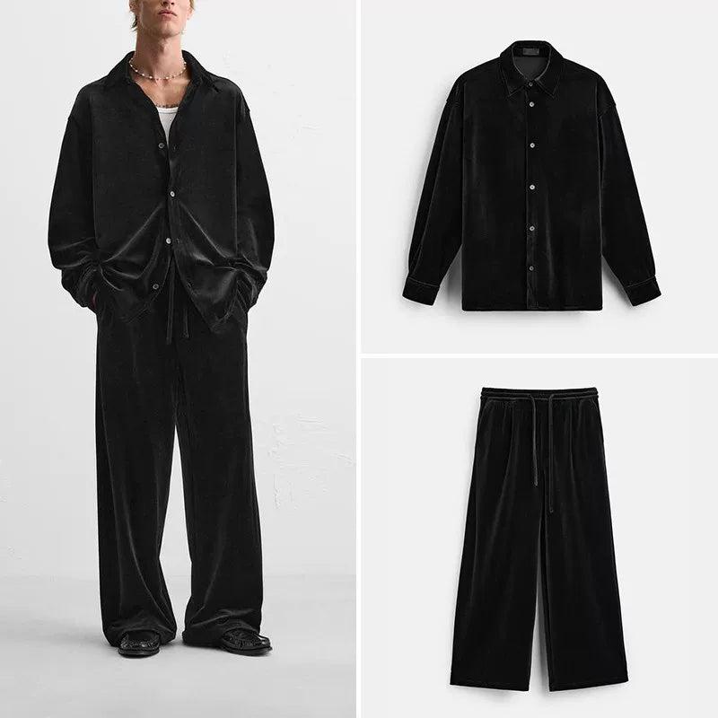 Velvet Overshirt and Jogger Set