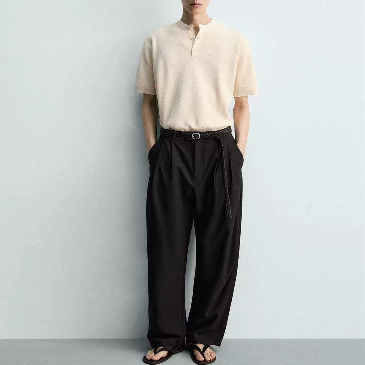 Pleated Relaxed Long Trousers